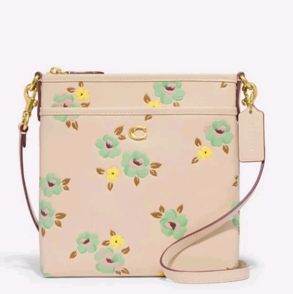 Coach Handbags - Coach Kitt Messenger Crossbody Bag With Floral Print- EUC